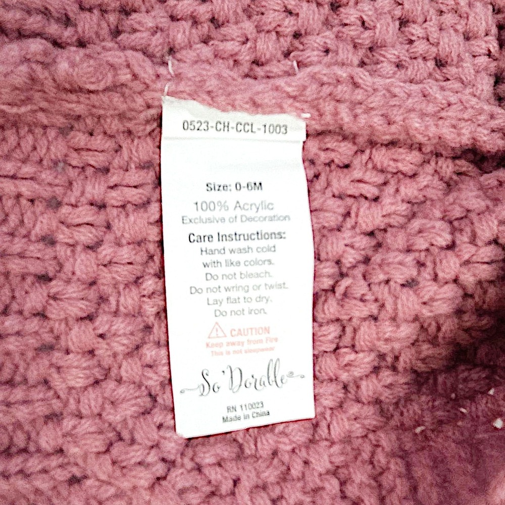 So Dorable Baby Girls Popcorn Knit Button Cardigan Sweater Dusty Pink 0-6M - Picture 4 of 5